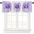 thumbnail image 2 of Kitchen Curtains Valances for Small Windows, Spring Summer Floral Eucalyptus Leaf Short Curtain Valance for Living Room, Flowers Stripes Purple Rod Pocket Blinds Window Printed Drapes 54x18 Inch, 2 of 6