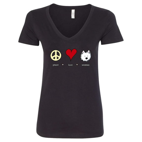 Inktastic Peace Love Westies Women's V-Neck T-Shirt