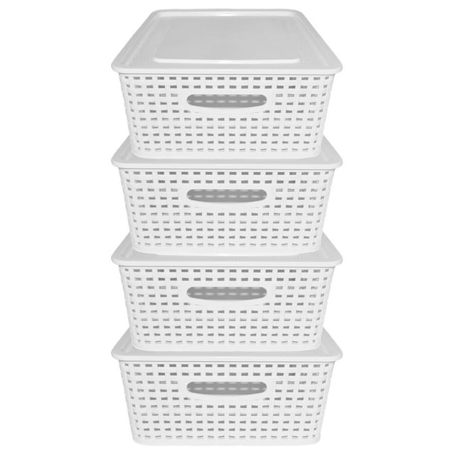 Set de 4 Cajas Organizadoras Tipo Rattan IPP Blanco