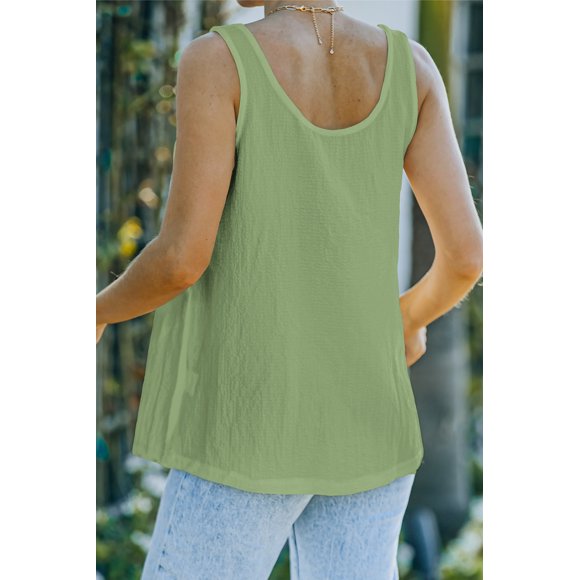 POGLIP Débardeur Texturé à Boutons Vert pour Femme