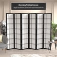 thumbnail image 2 of Oriental Furniture 6 ft. Tall Canvas Double Cross Screen - Black - 6 Panel, 2 of 5