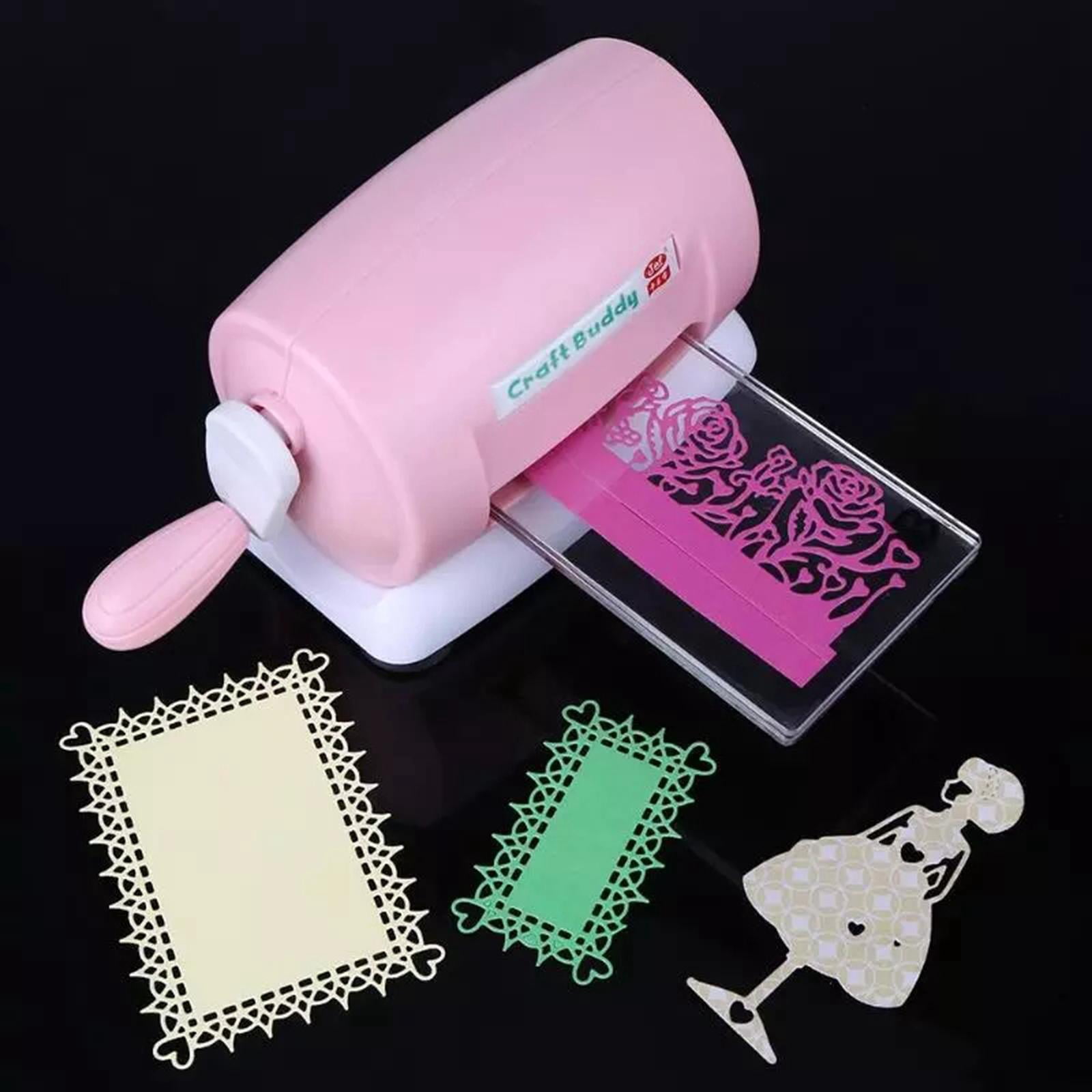 GUOOL Portable Manual Die Cutting & Embossing Machine for arts and crafts, Scrapbooking & Cardmaking , Kids Handmade for Hand Accout Album Diary Decorative - Pink