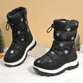 thumbnail image 4 of NAISIBABY Girls Snow Boots, Fleece Lined Thicken Soft Sole Warm Waterproof Winter Mid-Calf Shoes Black 11.5(Little Kids), 4 of 4