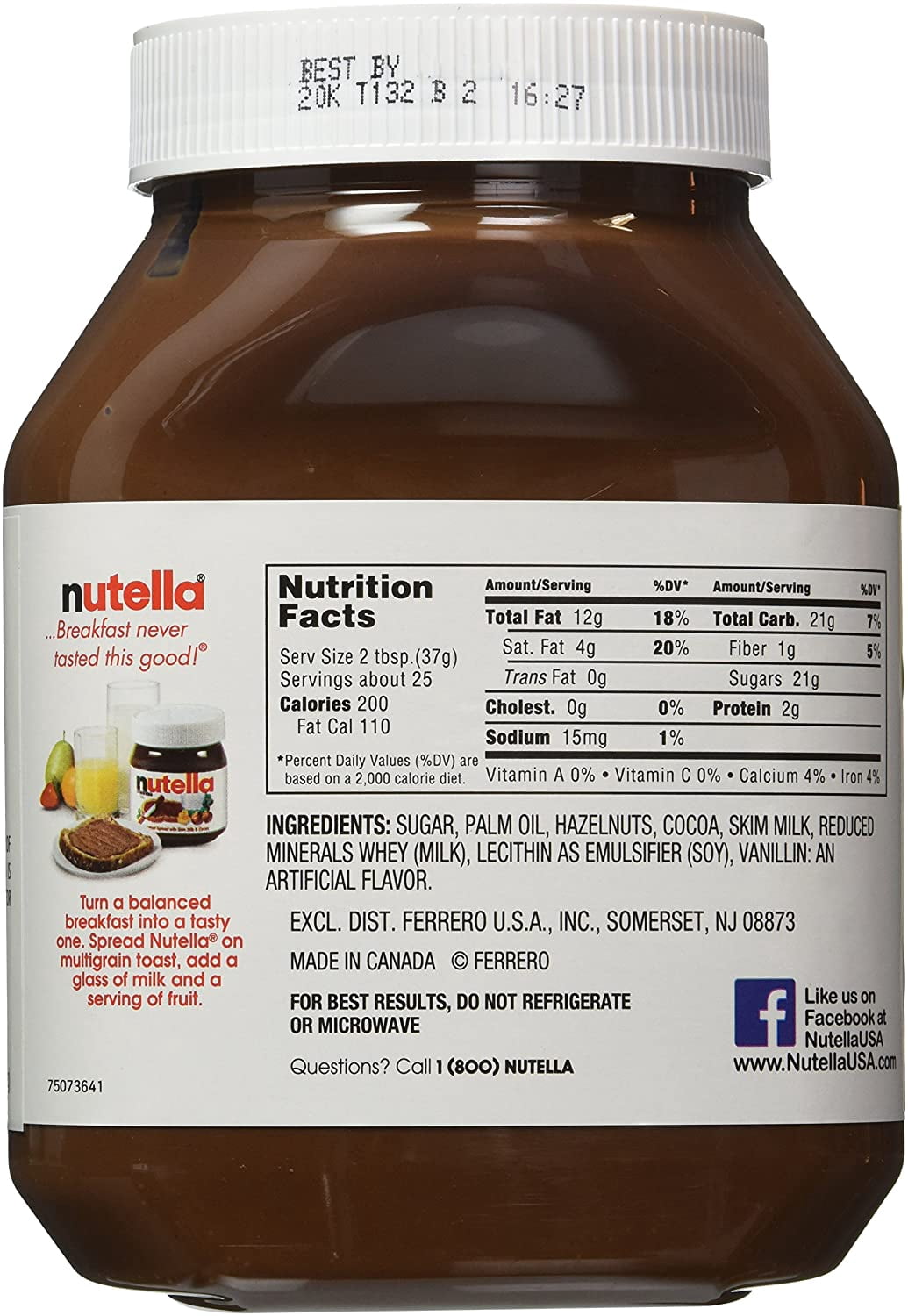 Nutella Hazelnut Spread, 33.5 oz Bottle, 2 Pack