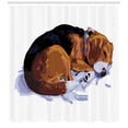 thumbnail image 3 of Ambesonne Beagle Shower Curtain, Sketch Drawing Doodle Style, 69"Wx70"L, Black Pale Caramel, 3 of 3