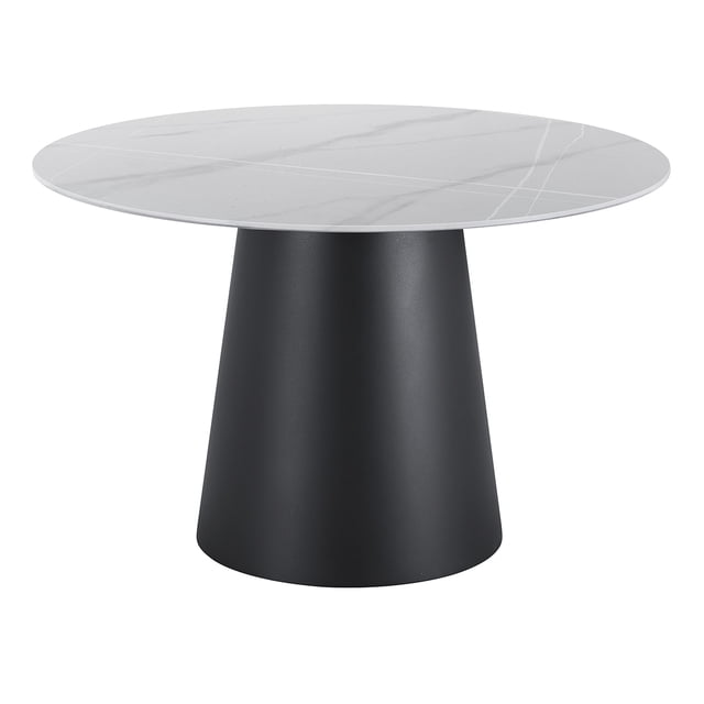 Mesa de Comedor Circular Senara Stone Blanca | Mesa Redonda Moderna para Comedor o Cocina Elegante
