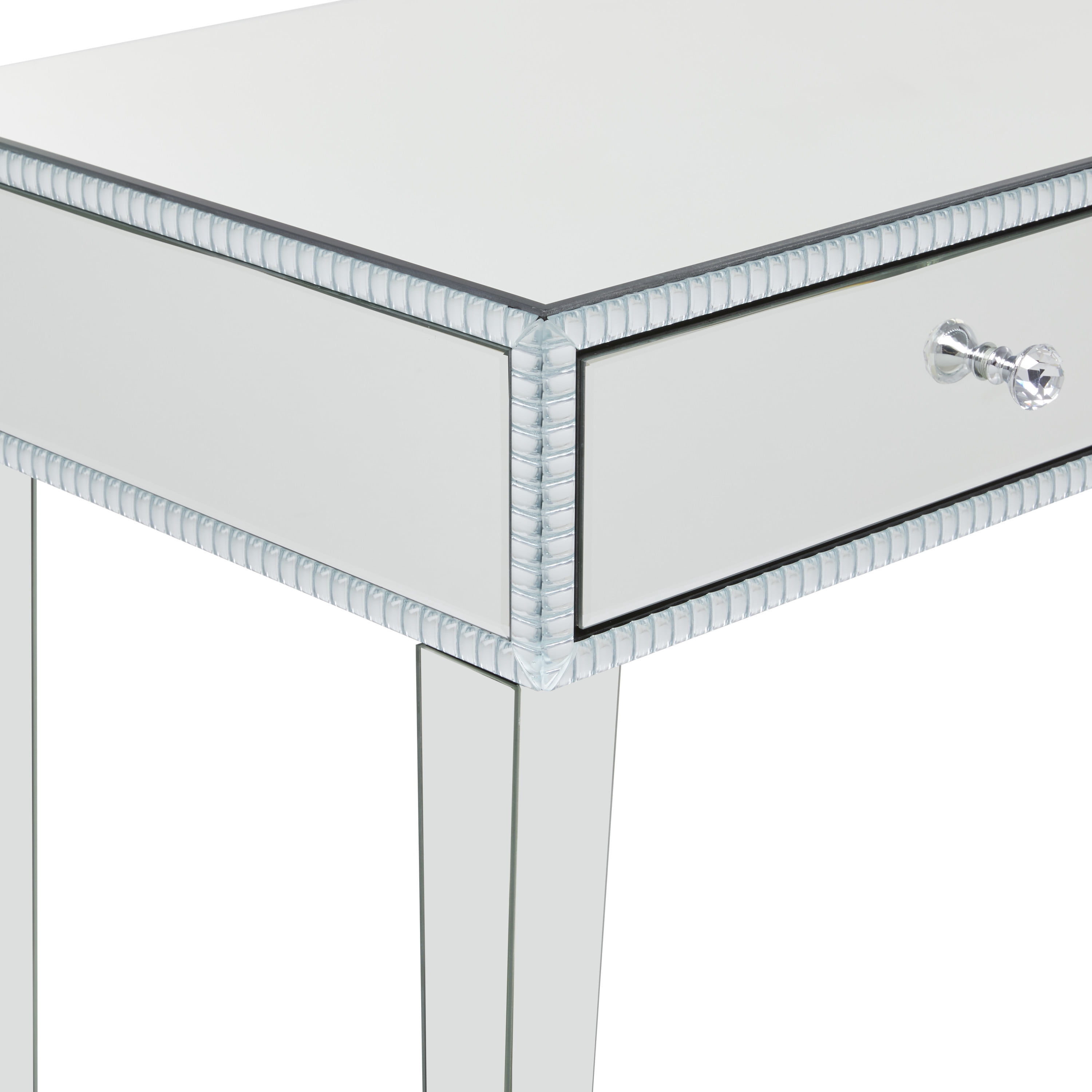 DecMode 43" x 32" Silver Wood Mirrored 2 Drawers Console Table, 1-Piece