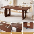 thumbnail image 4 of 71" Long Dining Table for 6-10 People - Farmhouse Kitchen Table with Extra Thick Tabletop & Heavy-Duty Metal Legs, Sturdy Rectangular Table for Dining Room, Conference Room, Office, Walnut, 4 of 9