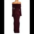 thumbnail image 3 of Vestido Tipo Suéter Ajustado con Hombros Descubiertos para Mujer, Vestido Formal de Larga, Elegante, para Fiesta en Club o Discoteca. Marrón Rojizo M, 3 of 7
