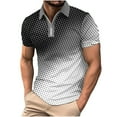 thumbnail image 1 of Birdeem T-Shirt Blouse à Fermeture Éclair pour Hommes, Décontracté, Imprimé, Manches Courtes, Col Rabattu, 1 of 12