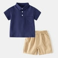 thumbnail image 2 of Sopiago Toddler Boys Outfits Baby Boy Summer Clothes Polo Shirt Little Boy Shorts Set Cotton Clothes for Boys Navy,18-24 Months, 2 of 5
