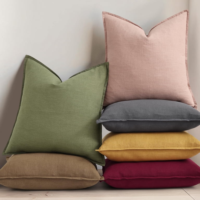 decorUhome Linen Throw Pillow Covers, 18x18 Inch, Set of 2 photo 5