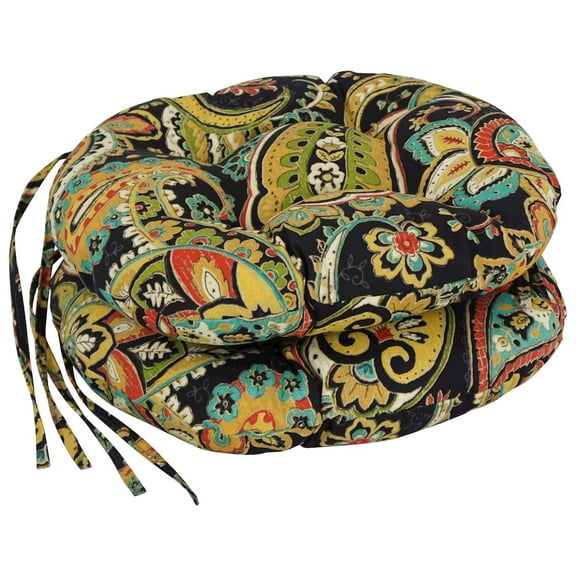 Blazing Needles 16-inch Spun Polyester Patterned Outdoor Round Tufted Chair Cushions (Set of 2)