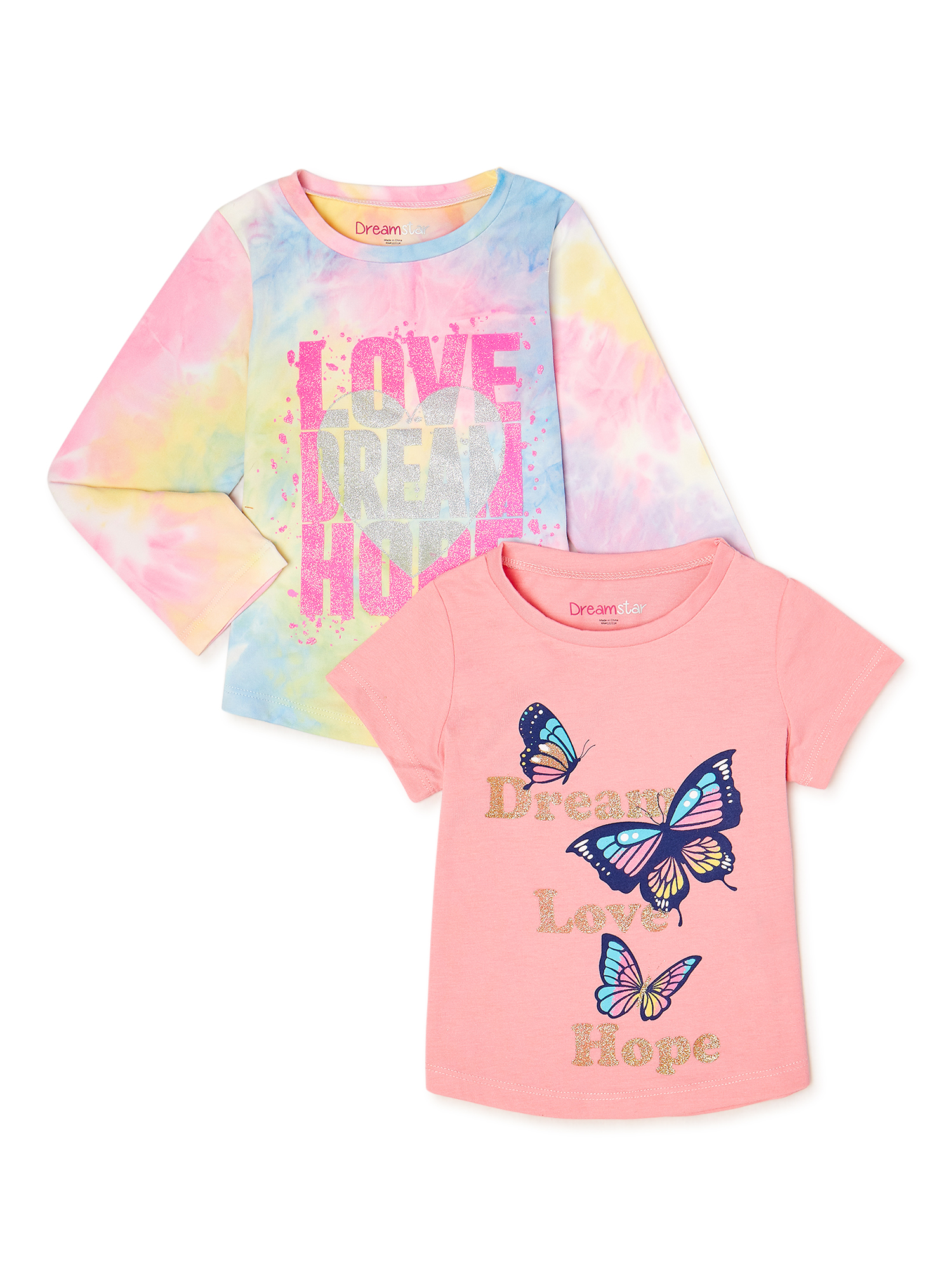 Dreamstar Girls Glitter Graphic TShirts, 2Pack, Sizes 416