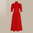 thumbnail image 2 of Vestido de Cosplay de perlas con cuello levantado vestido rojo de manga corta para mujer traje diario, 2 of 9