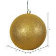 thumbnail image 2 of Vickerman 4" Antique Gold Glitter Ball Ornament, 6 per Bag, 2 of 5