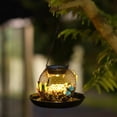 thumbnail image 5 of Butterfly Decorated Solar Bird Feeder, Black Mesh Hanging Seed Feeder with LED Light, Weatherproof Garden Decor for Wild Birds, 5 of 6