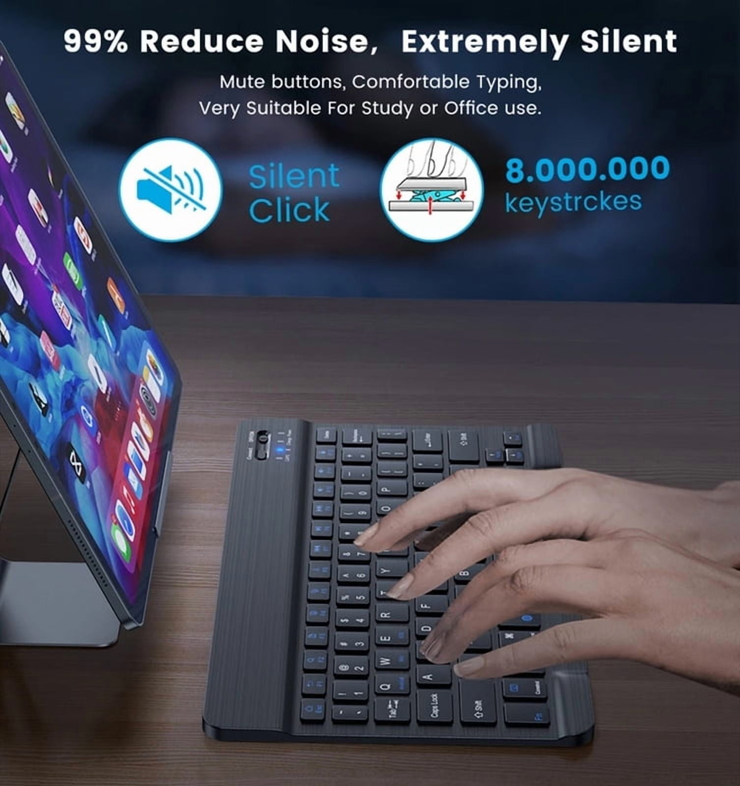 Spanish & English Bluetooth Wireless Keyboard and Mouse Set - Compatible with iPad, Mac, PC, Tablets, Phones & Laptops 10-inch