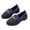 Dark Blue, variant on hoksml Women's Slip On Loafers Comfort Flat Heel PU Leather Casual Shoes Black Dark Blue