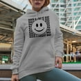 thumbnail image 2 of Have a Great Day with a Smile, Groovy Retro Wavy Text Merch Gift, Heather Grey Hooded Sweatshirt or Hoodie, 3XL, 2 of 5