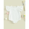 thumbnail image 2 of FEORJGP Infant Baby Girls Summer Rompers 3M 6M 12M 18M Newborn Round Neck Jumpsuit Solid Color Fly Sleeve Bodysuits Toddler Cute Casual Simply Daily Clothes, 2 of 8