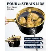 Granitestone 15 Pc Hammered Pots and Pans Set Non stick Cookware Set Pot and Pan Set Nonstick with Utensils, Induction Ready & Dishwasher Safe, Charleston Collection, Black
