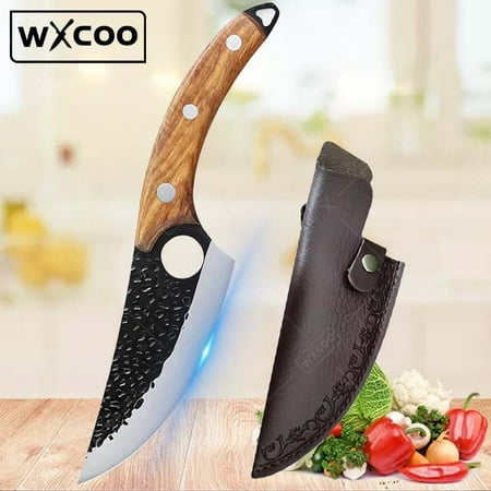 Handmade Forged Knife with Sheath Meat Cleaver Household Kitchen Knife Professional Boning Knife Serbian Chef Knife Stainless Steel Kitchen Knife Butcher Fish Knife Utility Knife Cooking Knife
