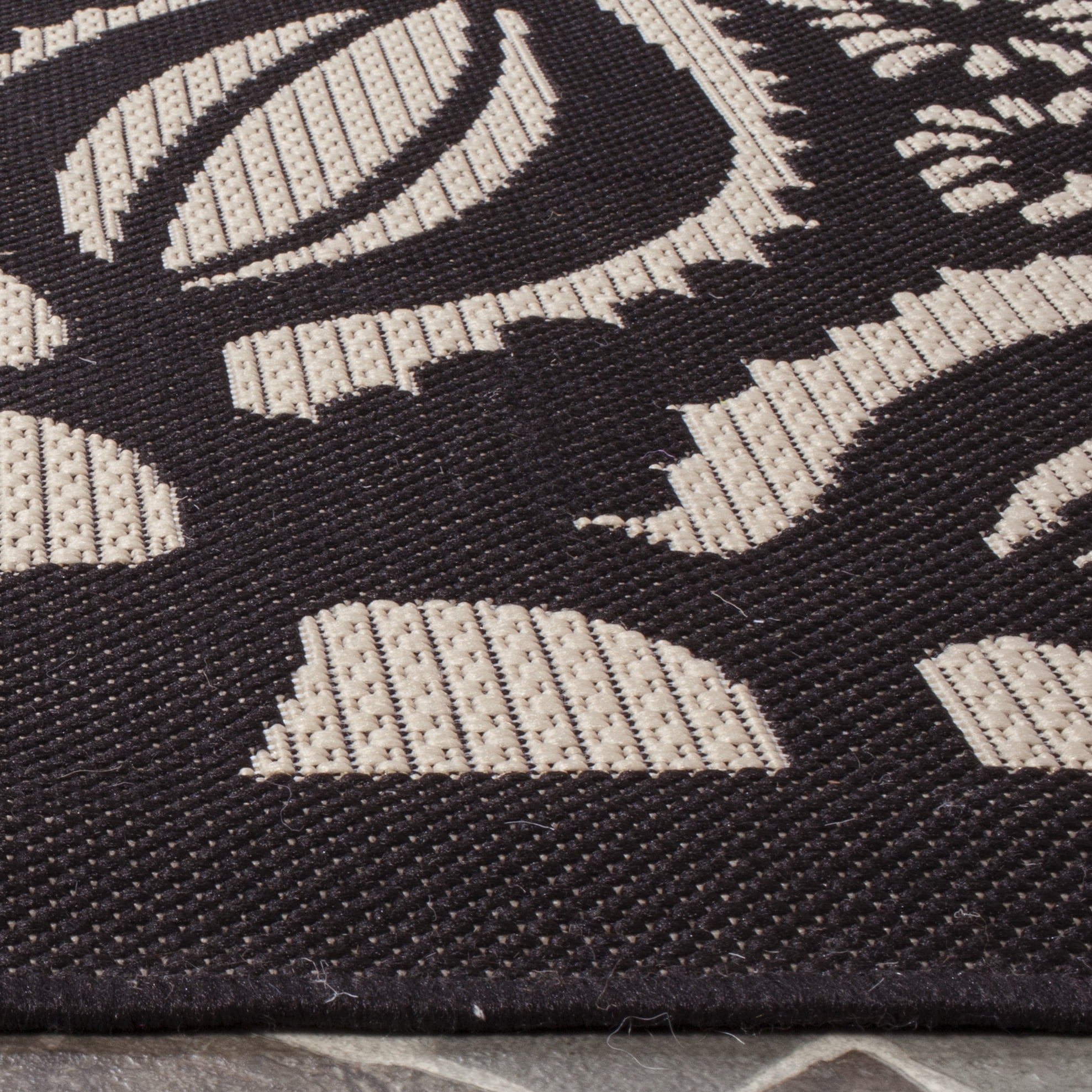 Safavieh Courtyard Millicent Medallion Indoor/Outdoor Area Rug, Beige/Black, 6'7" x 6'7" Square