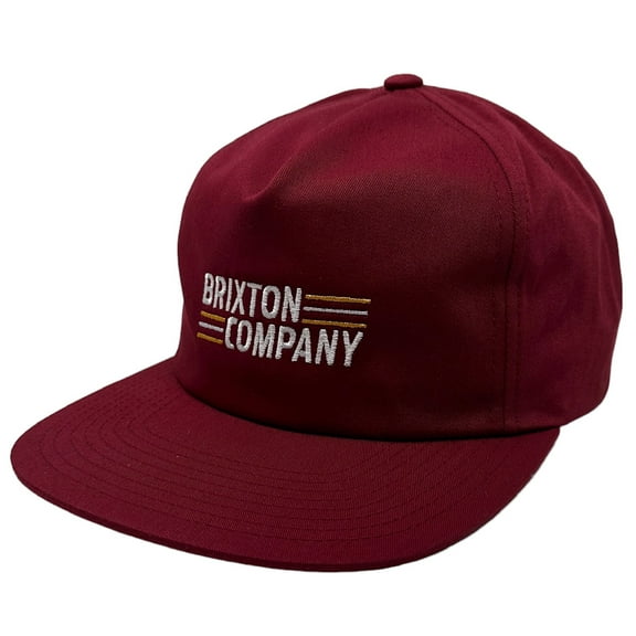 Brixton Men's Lucero Embroidered Logo Snapback Cap Hat in Burgundy