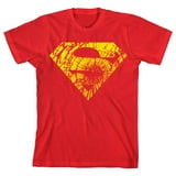 Superman Distressed Yellow Logo Boy s Red T… product image