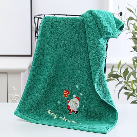 LACKUST Face Towes,Christmas Towel Gift - Cotton Face Towel with Red Santa Claus Design - Perfect for Adults,Green