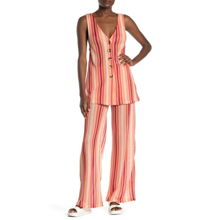 Free People | Bridget Striped Vest & Pants Set | Orange | Size XS