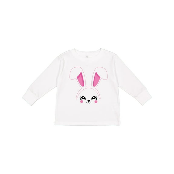 Inktastic Happy Easter Cute Pink Bunny Face Boys or Girls Long Sleeve Toddler T-Shirt