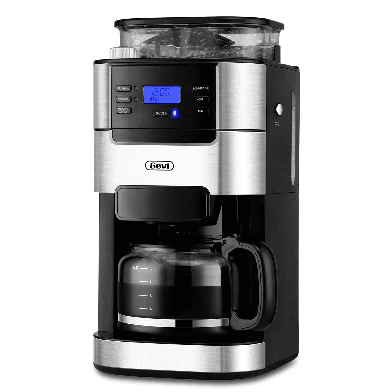 Gevi 10-Cup Coffee Maker, Programmable Grind and Brew, Built-In