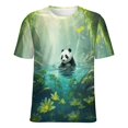 thumbnail image 5 of Funny Cute Panda Women's Short Sleeve Tops Casual Blouses T Shirt, 5 of 6