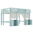 thumbnail image 5 of Full Loft Bed with Built-in Bookshelf, Curtain, and Storage Shelf Amusement Park-Inspired Playful Design Safety Guardrails, Blue, 5 of 18