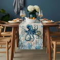 thumbnail image 2 of Coastal Octopus Table Runner - 120 Inch Long, Kitchen Dining Table Runner Dresser Scarves, Vintage Summer Beach Coral Ocean Farmhouse Decor for Coffee Tables Wedding Party Banquet, 2 of 8