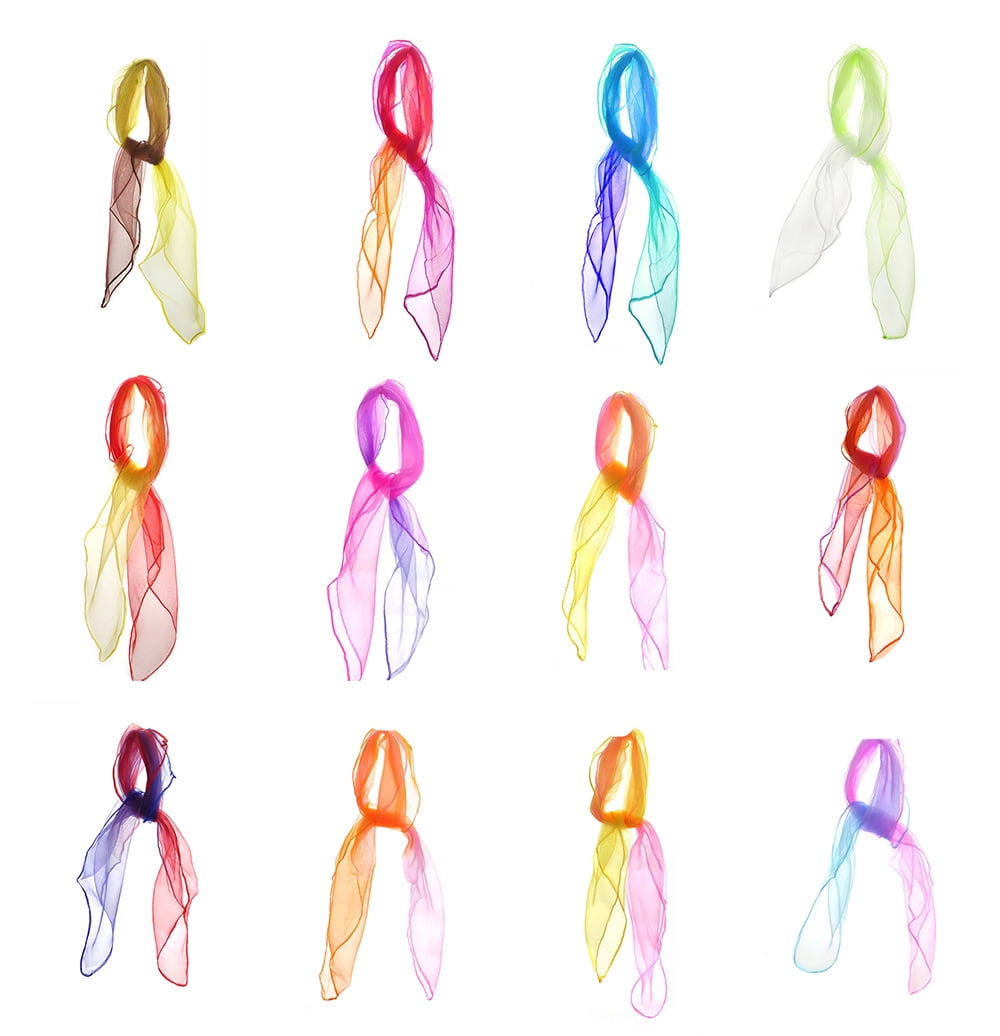 Aspire 12 Pieces Chiffon Rhythm Dance Scarves Juggling Scarves, Two