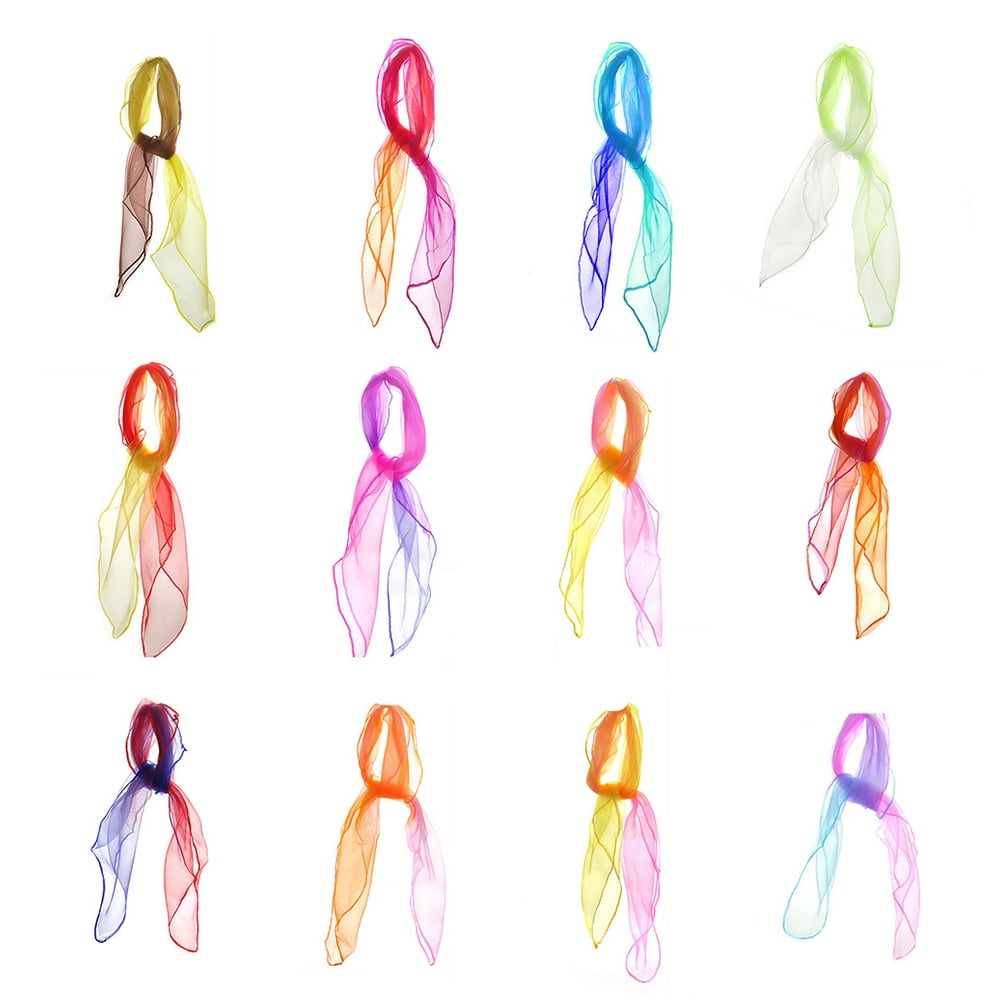 Aspire 12 Pieces Chiffon Rhythm Dance Scarves Juggling Scarves, Two