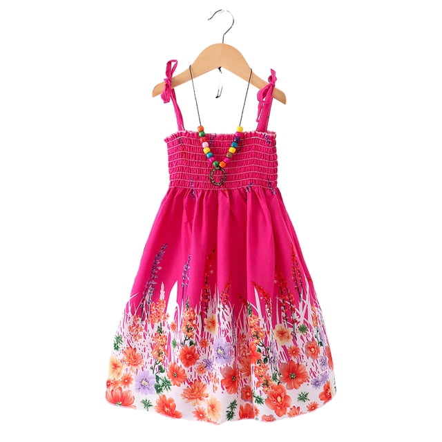 Qudderr Robe d'Été 1-10T pour Fille Robe de Plage Dos Nu pour Enfants Robe Décontractée Cami Hawaïenne de Vacances pour Filles