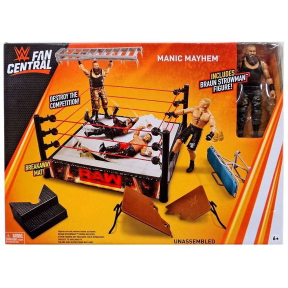 WWE Wrestling Fan Central Manic Mayhem Ring Playset (Includes Braun Strowman)