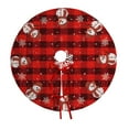 thumbnail image 4 of 15.74'' Buffalo Plaid Christmas Tree Skirt Red&Black with White Snowflakes Snowman Pattern Rustic Farmhouse Christmas Tree Skirt Mat for New Year Xmas Party Decorations Home Yard Ornaments, 4 of 7