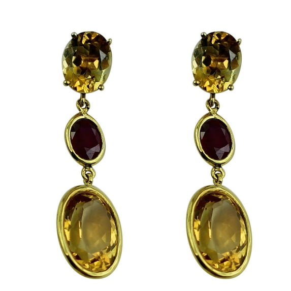Citrine Gemstone Jewelry 925 Sterling Silver Drop Dangle Earrings For Women