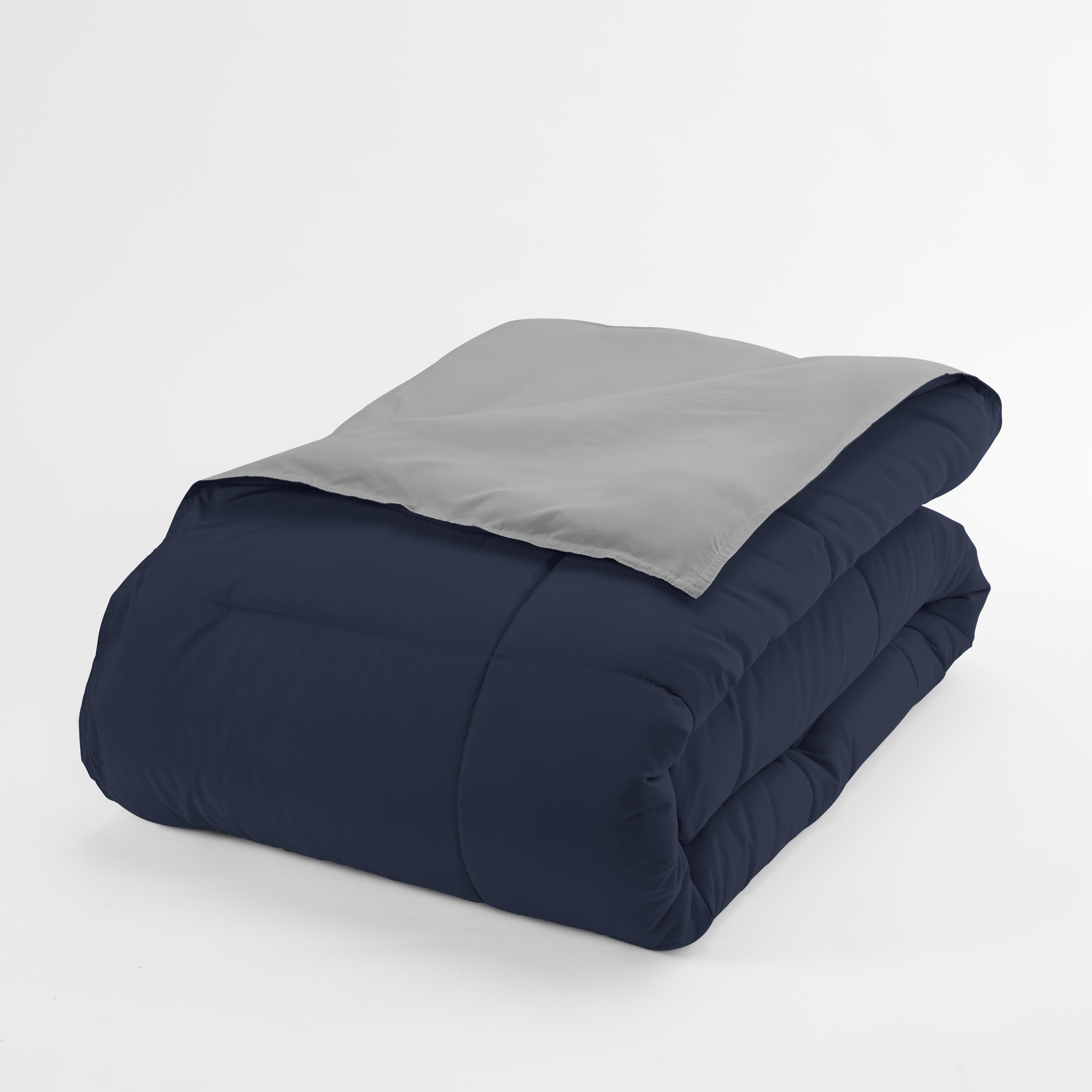 Noble Linens Soft 3-Piece Navy & Gray Reversible All Season Lightweight Down Alternative Comforter Set, King/Cal King