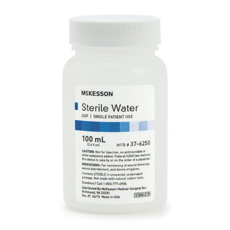 Sterile Water - McKesson Irrigation Solution Sterile Water Bottle, Screw Top 100 mL 1 Count