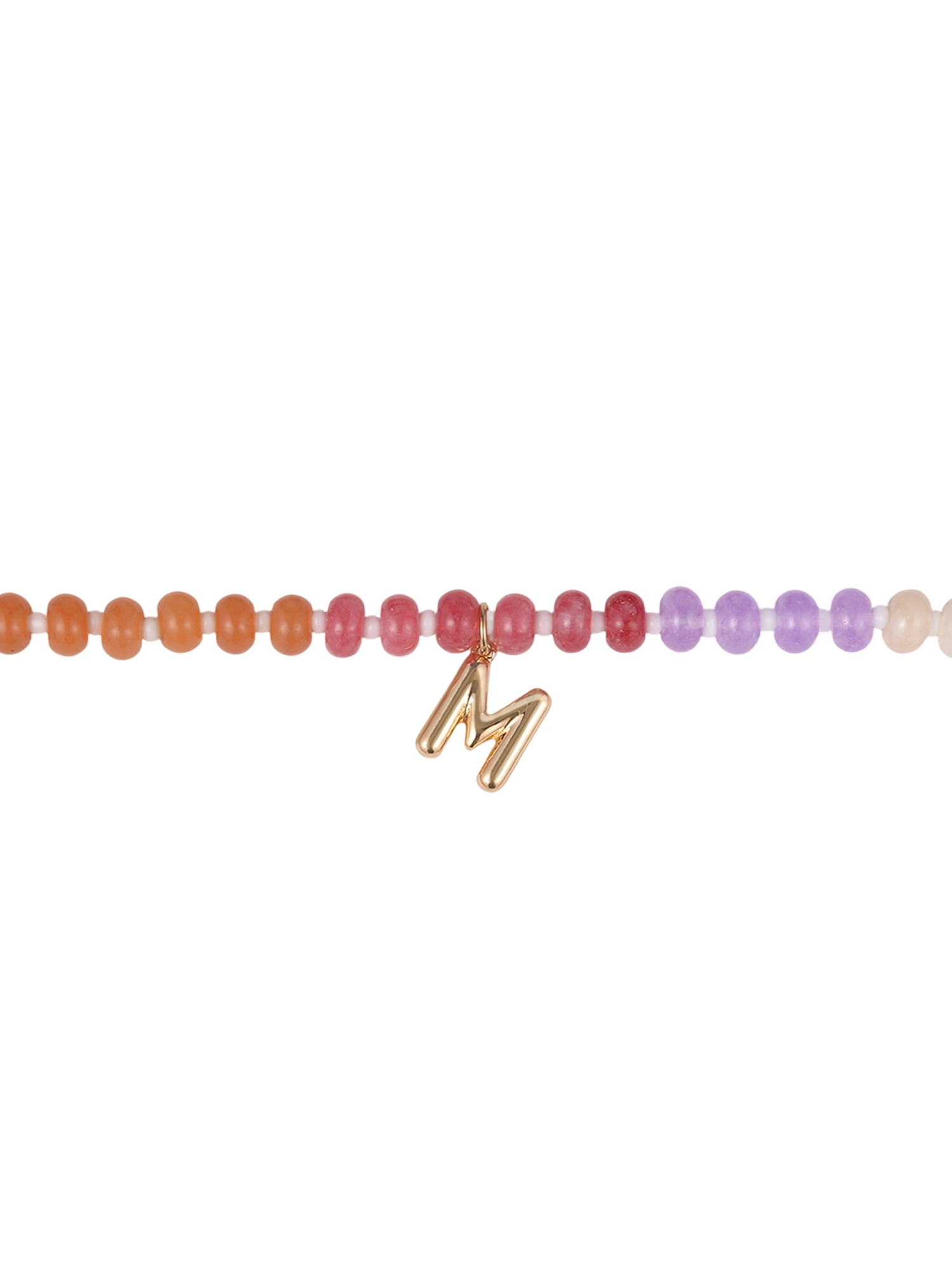 Time and Tru Goldtone Multicolored Bead Initial "M" Necklace