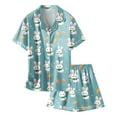 thumbnail image 4 of Kids Pjs Easter Pajamas Toddler Cute Bunny Printed Short Sleeve Button Down Pajama Kids Pajama Set for Boys 12-13 Years, 4 of 4