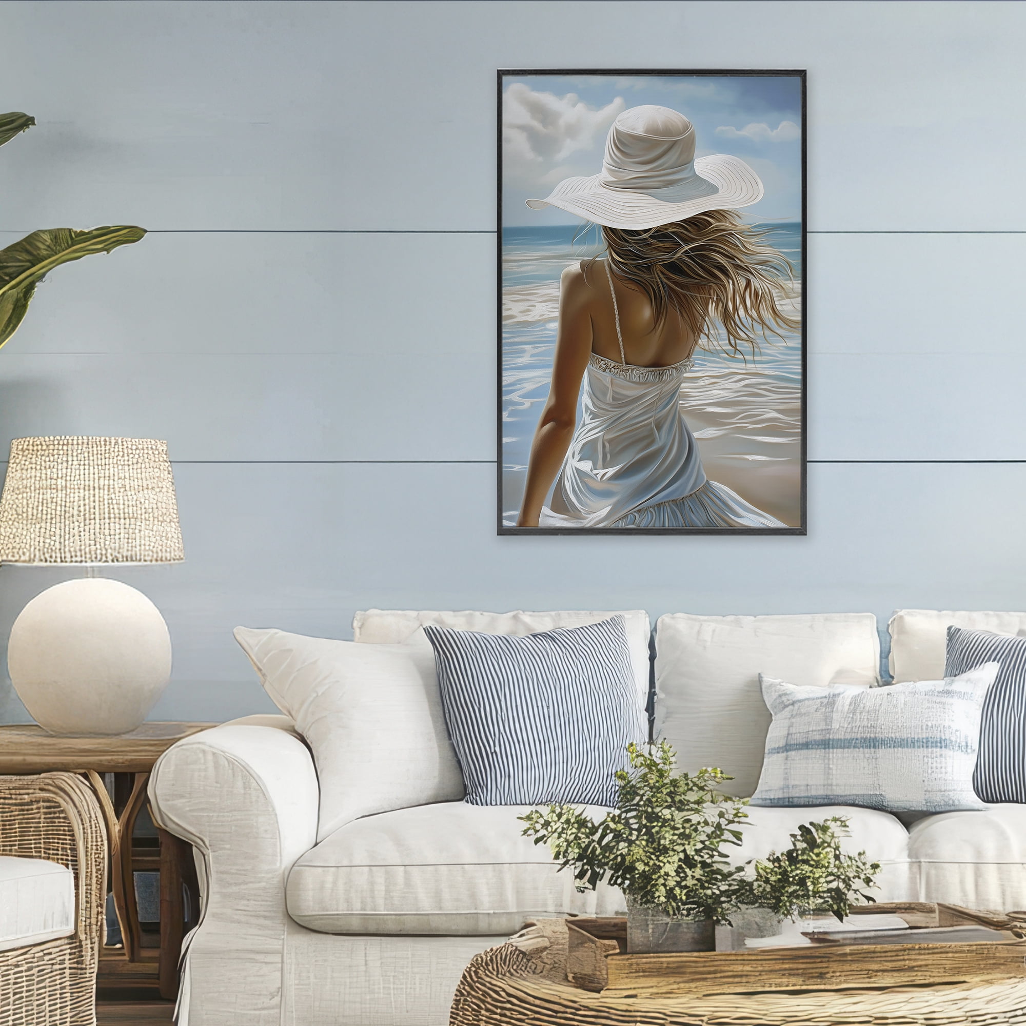 Stupell Industries Seaside Breeze & Flowing Dress Black Framed Giclee Art, design by Imagine It Images