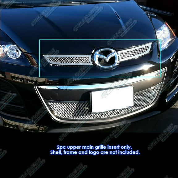APS Compatible with Mazda CX-7 2010-2012 Main Upper Stainless Steel Chrome Mesh Front Grill Grille Insert M76771T