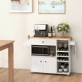 thumbnail image 5 of Gymax Kitchen Island Cart w/ Drop-Leaf & Power Outlet Microwave Shelf Wine Rack Drawer White, 5 of 10